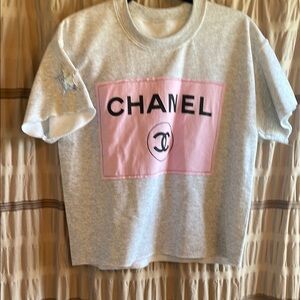 Chanel Womens Gray and Pink T-Shirt